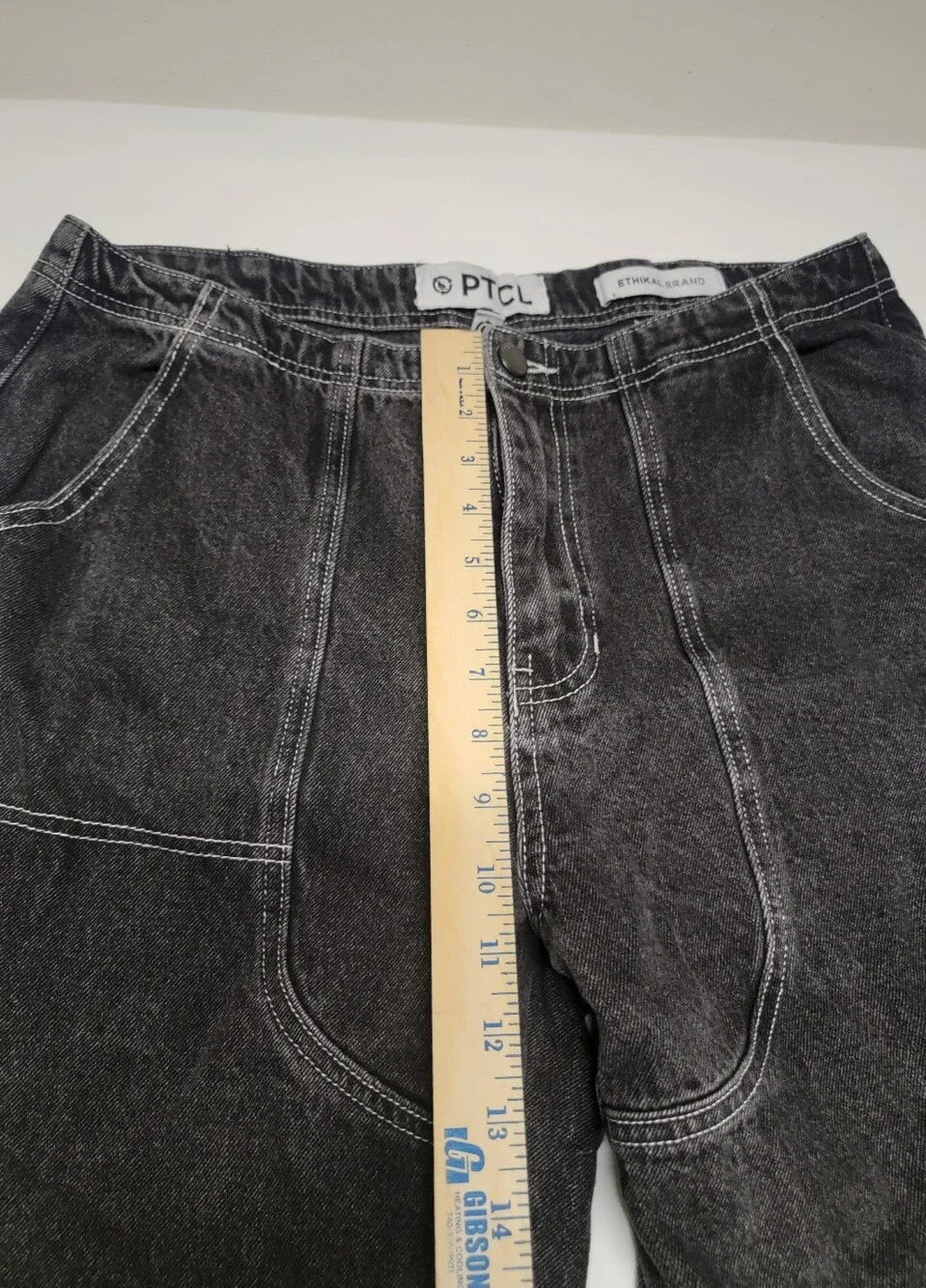PTCL Moto Pop Stitch High Waist Straight Leg Baggy Jeans Black Rinse